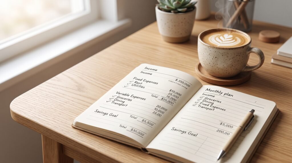 A financial notebook used for organizing family childcare tax benefits.